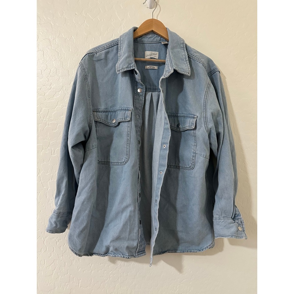 Universal‎ Thread Womens Light Wash Denim Shacket Oversized Blue 2X Everyday